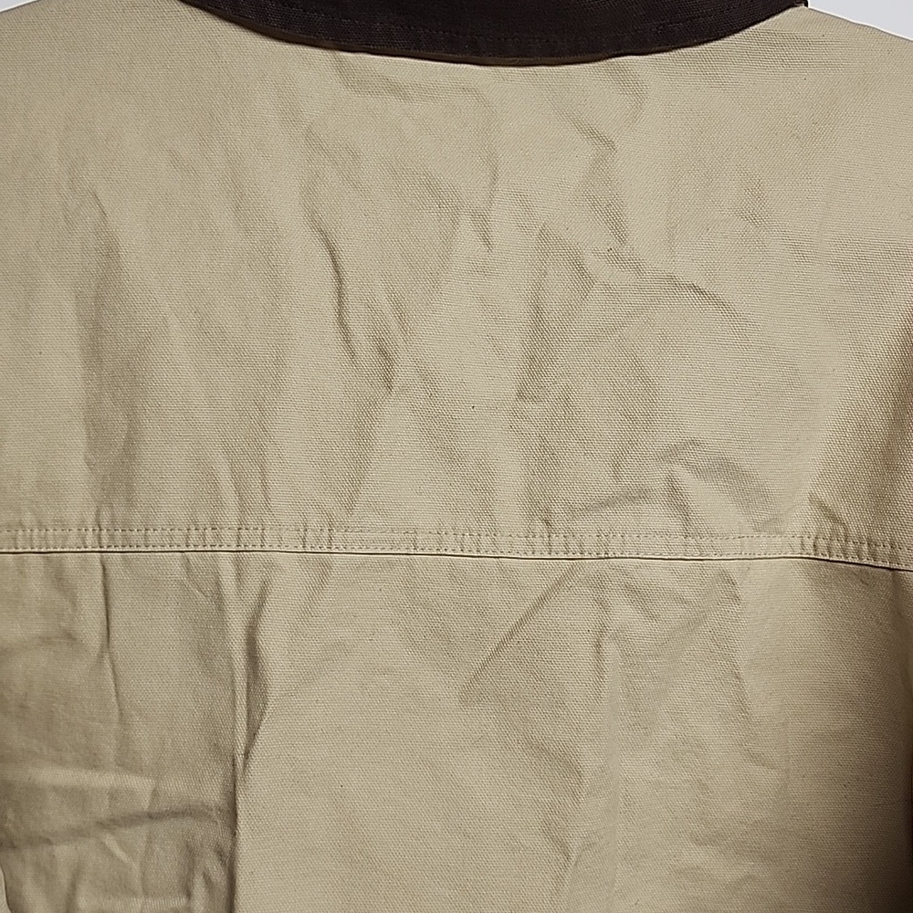 Megfie Light Tan With Dark Brown Collar Sz L Lightweight Barn Jacket Gorpcore - Picture 7 of 10
